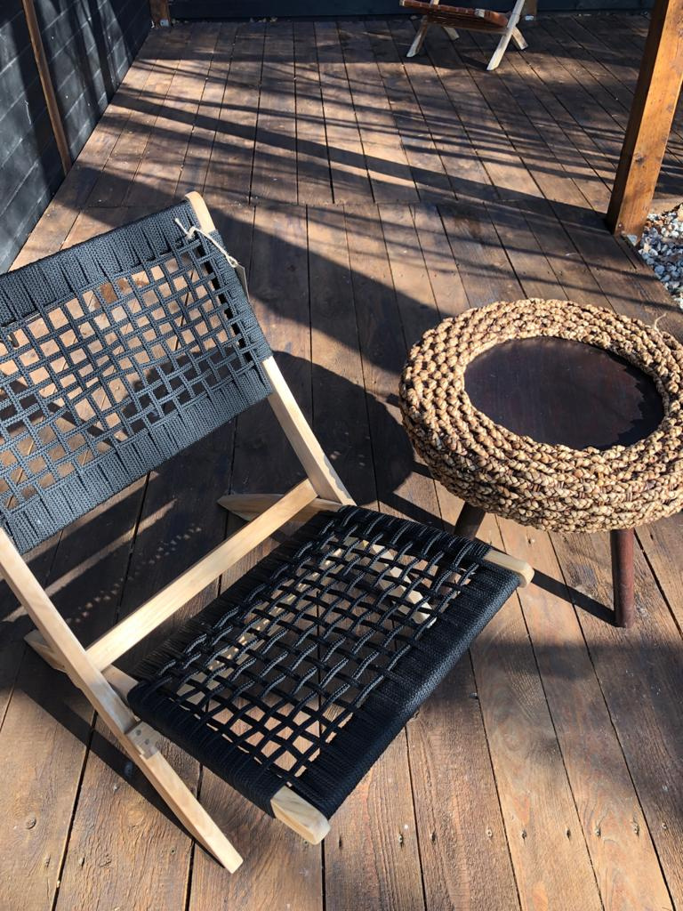 Krzesło składane z drewna tekowego plecione sznurkiem
