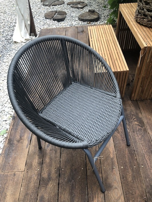 Krzesło, aluminium-sznurek, szare