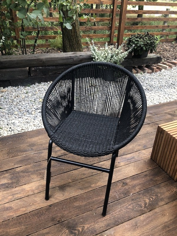 Krzesło, alumium-sznurek czarny