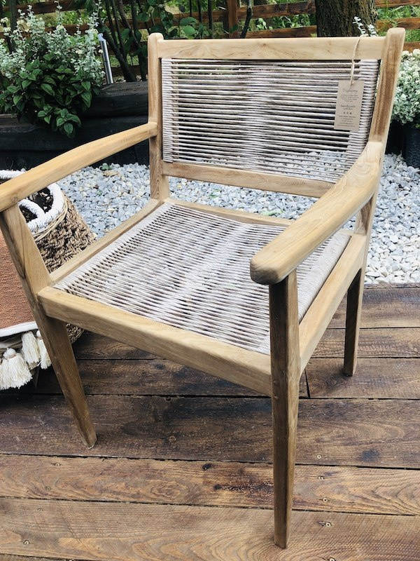 Krzesło z drewna tekowego, eko rattan 02
