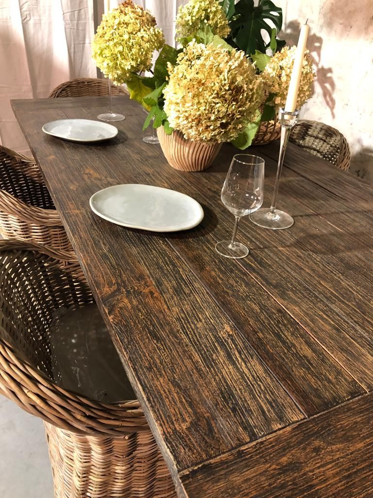 Stół z drewna tekowego 220x100x78 Black
